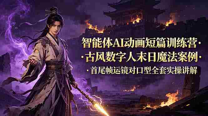 (19114期)智能体AI动画短篇训练营-更新,古风数字人末日魔法案例,首尾帧运镜对口型全套实操讲解-晓懂云创