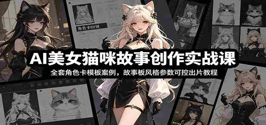 AI美女猫咪故事创作实战课:全套角色卡模板案例,故事板风格参数可控出片教程-晓懂云创