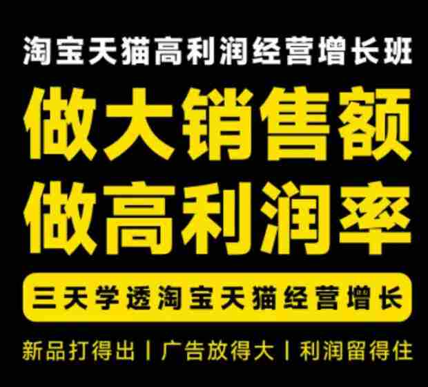天猫淘宝高利润经营增长班杭州线下课31期8月22-24日,做大销售额做高利润率,三天学透淘宝天猫经营增长-晓懂云创