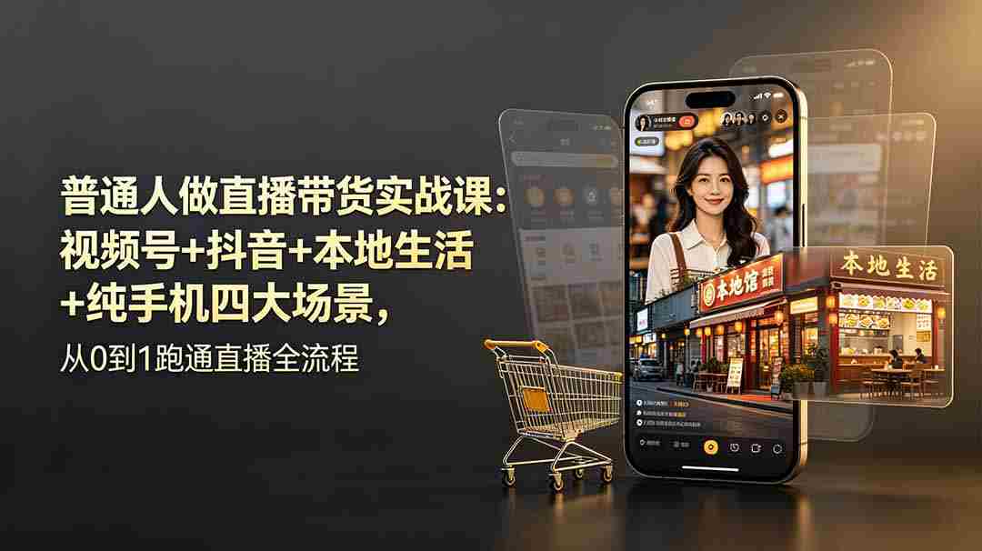 (19111期)普通人做直播带货实战课:视频号+抖音+本地生活+纯手机四大场景,从0到1跑通直播全流程-晓懂云创