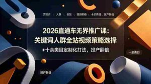 (19100期)2026直通车无界推广课:关键词人群全站视频策略选择+十余类目定制化打法,投产翻倍-晓懂云创
