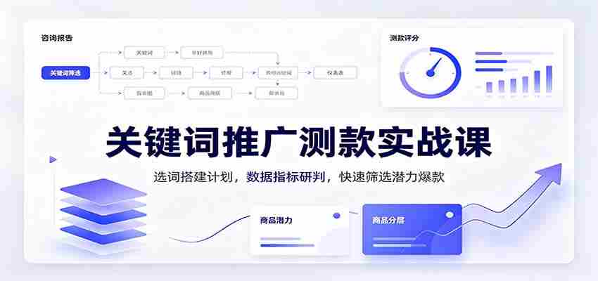 关键词推广测款实战课:选词搭建计划,数据指标研判,快速筛选潜力爆款-晓懂云创