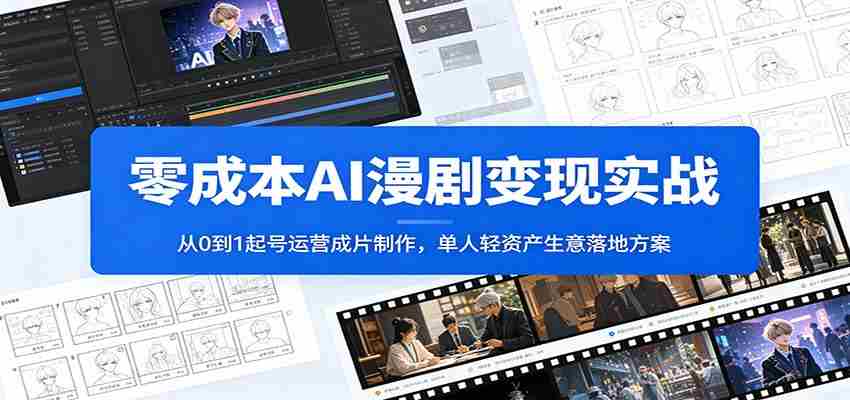 零成本AI漫剧变现实战:从0到1起号运营成片制作,单人轻资产生意落地方案-晓懂云创
