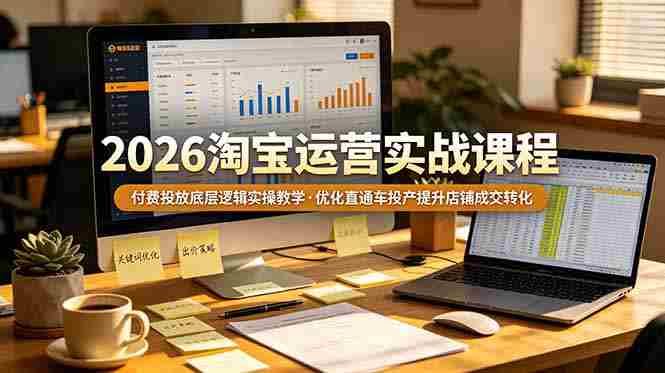 (19075期)2026 淘宝运营实战课程,付费投放底层逻辑实操教学,优化直通车投产提升店铺成交转化-晓懂云创