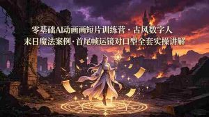 （19078期）零基础AI动画短片训练营，古风数字人末日魔法案例，首尾帧运镜对口型全套实操讲解-晓懂云创