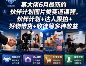 某大佬6月最新的伙伴计划图片类赛道课程,伙伴计划+达人跟拍+好物带货+收徒等多种收益-晓懂云创