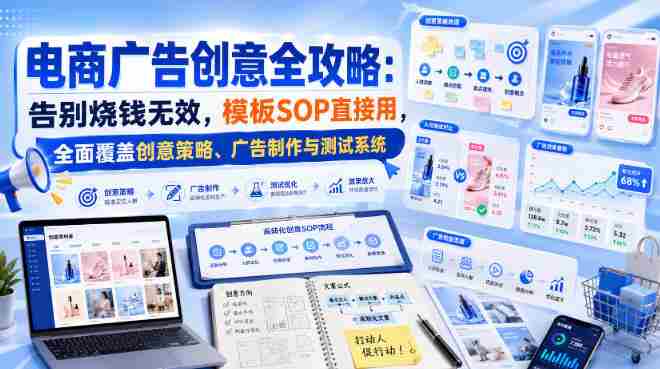 电商广告创意全攻略:告别烧钱无效,模板SOP直接用,全面覆盖创意策略、广告制作与测试系统【原创双语字幕】-晓懂云创
