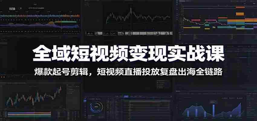 全域短视频变现实战课：爆款起号剪辑，短视频直播投放复盘出海全链路-晓懂云创
