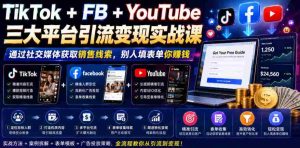 TikTok+FB+YouTube三大平台引流变现实战课,通过社交媒体获取销售线索,别人填表单你賺钱【原创双语字幕】-晓懂云创
