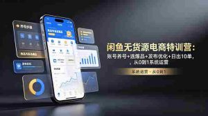 (18979期)闲鱼无货源电商特训营:账号养号+选爆品+发布优化+日出10单,从0到1系统运营-晓懂云创