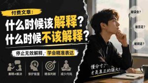 (20223期)付费文章:什么时候该解释?什么时候不该解释?-晓懂云创