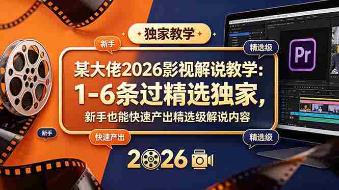 （18946期）某大佬2026影视解说教学：1-6条过精选独家，新手也能快速产出精选级解说内容-晓懂云创