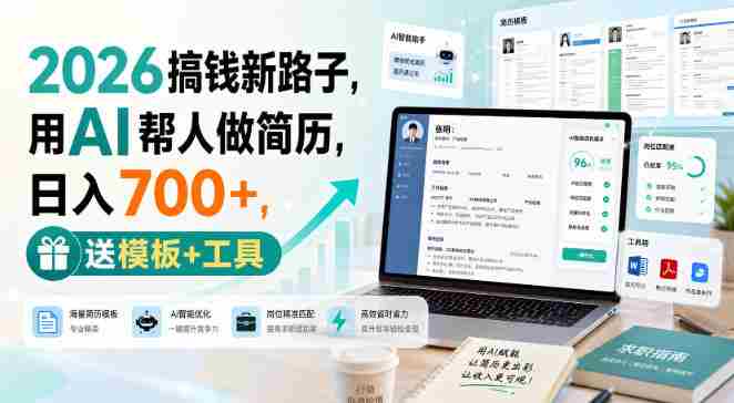 2026搞钱新路子,用AI帮人做简历,日入700+,送模板+工具【揭秘】-晓懂云创