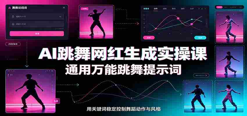 AI跳舞网红生成实操课:通用万能跳舞提示词,多模型适配,人物舞蹈视频制作全套教学-晓懂云创