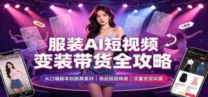 2026服装AI短视频带货实战课:变装口播跳舞素材制作,商品抠图换装,短视频变现指南-晓懂云创