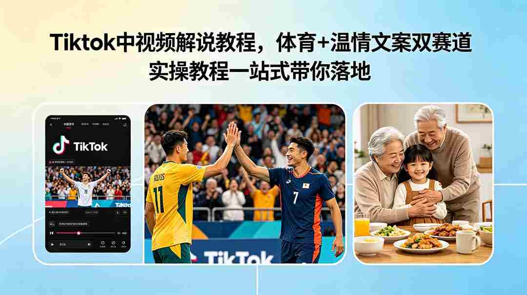 (18910期)Tiktok中视频解说教程,体育+温情文案双赛道实操教程一站式带你落地-晓懂云创