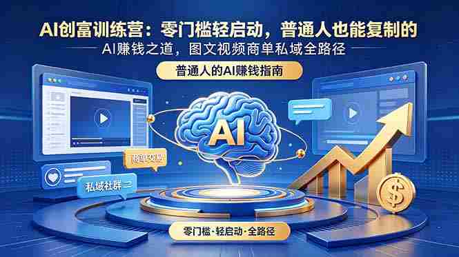 (18911期)AI创富训练营:零门槛轻启动,普通人也能复制的AI赚钱之道,图文视频商单私域全路径-晓懂云创