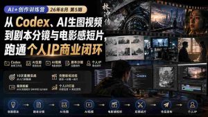 (20259期)AI+创作训练营26年第5期-更新:从Codex、AI生图视频到剧本分镜与电影感短片,跑通个人IP商业闭环-晓懂云创