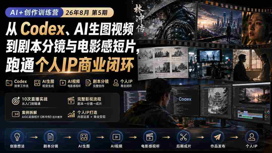 （20259期）AI+创作训练营26年第5期-更新：从Codex、AI生图视频到剧本分镜与电影感短片，跑通个人IP商业闭环-晓懂云创