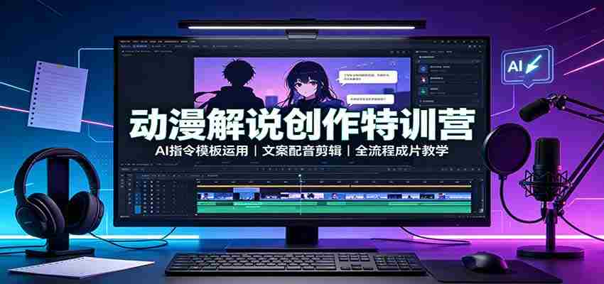 动漫解说创作特训营：AI指令模板运用，文案配音剪辑，全流程成片教学-晓懂云创
