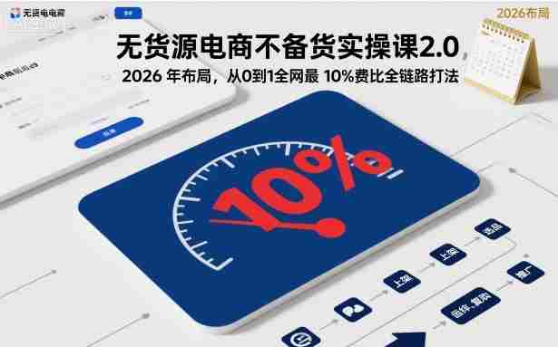 无货源电商不备货实操课2.0，2026年布局，从0到1全网最低10%费比全链路打法【更新26年6月16日】-晓懂云创