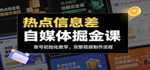 热点信息差自媒体掘金课：账号初始化教学，完整视频制作流程-晓懂云创