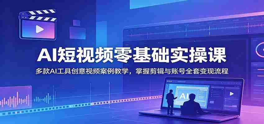 AI短视频零基础实操课：多款AI工具创意视频案例教学，掌握剪辑与账号全套变现流程-晓懂云创