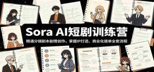 Sora AI短剧训练营:精通分镜剧本剧情创作,掌握IP打造、商业化接单全套流程-晓懂云创