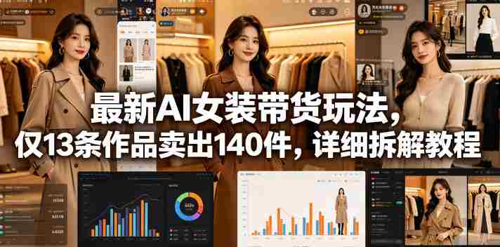 最新AI女装带货玩法，仅13条作品卖出140件，详细拆解教程-晓懂云创