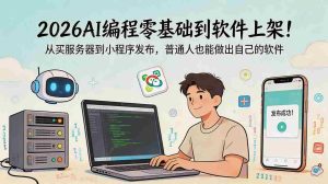 (18905期)2026AI编程零基础到软件上架!从买服务器到小程序发布,普通人也能做出自己的软件-晓懂云创