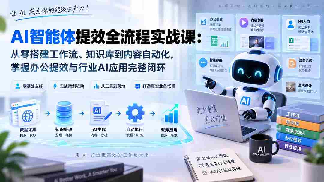 （20260期）AI智能体提效全流程实战课：从零搭建工作流、知识库到内容自动化，掌握办公提效与行业AI应用完整闭环-晓懂云创