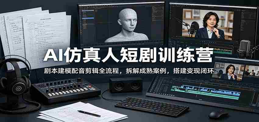 AI仿真人短剧训练营：剧本建模配音剪辑全流程，拆解成熟案例，搭建变现闭环-晓懂云创