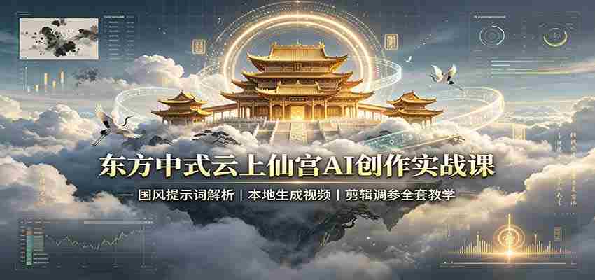 东方中式云上仙宫AI创作实战课：国风提示词解析，本地生成视频，剪辑调参全套教学-晓懂云创