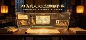 AI仿真人文史短剧创作课:穿越题材脚本构思,古人对话提示词,多工具成片教学-晓懂云创