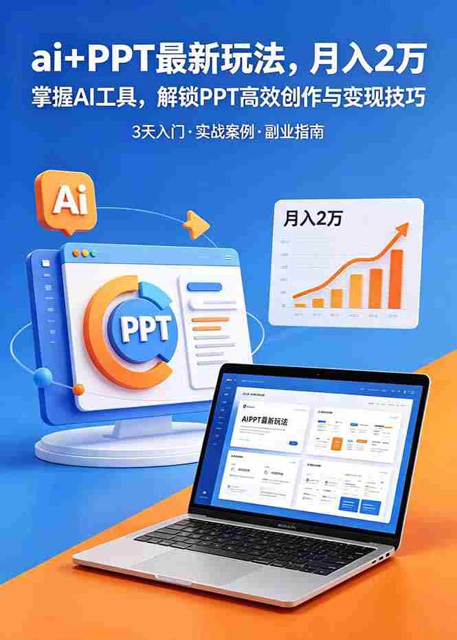 （18881期）ai+PPT最新玩法，月入2万掌握AI工具，解锁PPT高效创作与变现技巧3天入门，实战案例·副业指南-晓懂云创