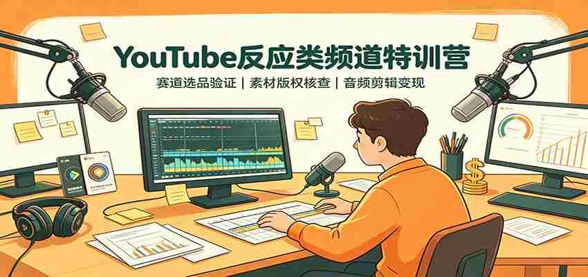 YouTube反应类频道特训营:赛道选品验证,素材版权核查,音频剪辑变现-晓懂云创