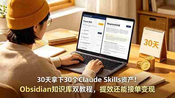 （18886期）30天拿下30个Claude Skills资产！Obsidian知识库双教程，提效还能接单变现-晓懂云创
