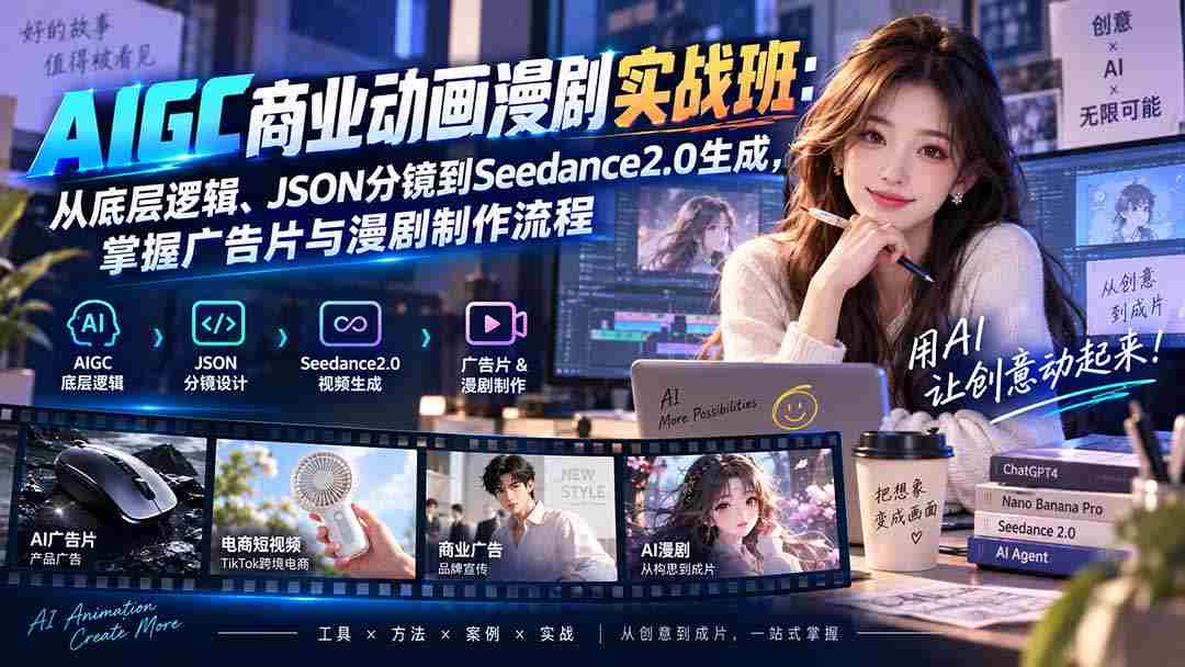 （20268期）AIGC商业动画漫剧实战班-更新：从底层逻辑、JSON分镜到Seedance2.0生成，掌握广告片与漫剧制作流程-晓懂云创