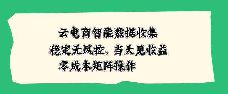 云电商智能数据收集，稳定无风控，当天做当天见收益，零成本矩阵操作【揭秘】-晓懂云创