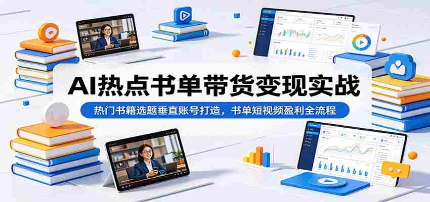 AI热点书单带货变现实战:热门书籍选题垂直账号打造,书单短视频盈利全流程-晓懂云创