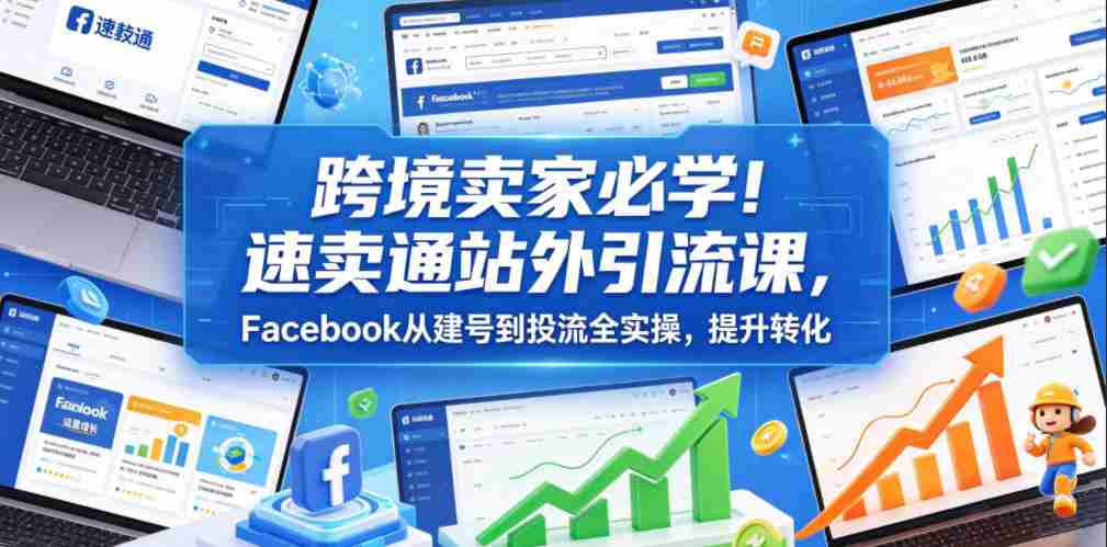 跨境卖家必学!速卖通站外引流课,Facebook从建号到投流全实操,提升转化-晓懂云创