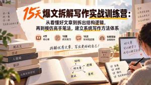 (20271期)15天爆文拆解写作实战训练营:从看懂好文章到拆出结构逻辑,再到模仿高手笔法,建立系统写作方法体系-晓懂云创