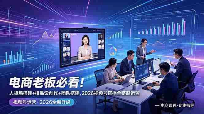 （18845期）电商老板必看！人货场搭建+排品设计+素材创作+团队搭建，2026视频号直播全链路运营-晓懂云创