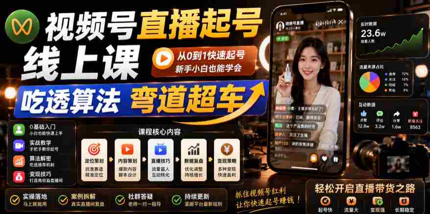 视频号直播起号线上课,吃透算法弯道超车(2026年6月)-晓懂云创