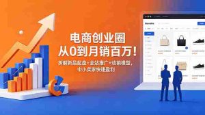 (18831期)电商创业圈从0到月销百万!拆解新品起盘+全站推广+动销模型,中小卖家快速盈利-晓懂云创