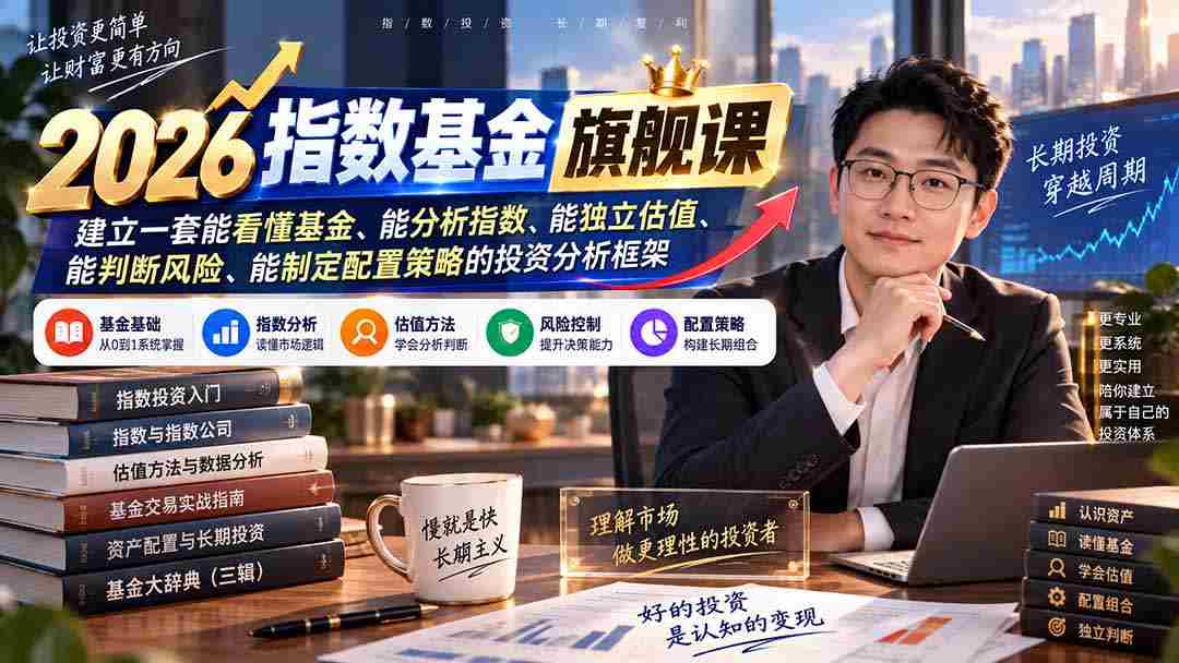(20298期)2026指数基金旗舰课|建立一套能看懂基金、能分析指数、能独立估值、能判断风险、能制定配置策略的投资分析框架-晓懂云创