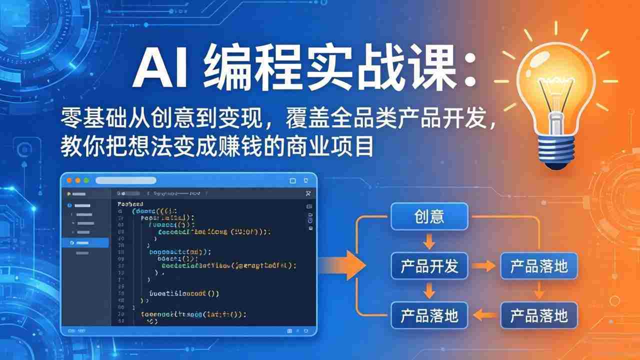 （18806期）AI编程实战课-第三期-6月更新：零基础从创意到变现，覆盖全品类产品开发，把想法变成赚钱项目-晓懂云创