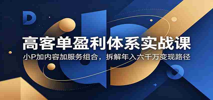 高客单盈利体系实战课：小P加内容加服务组合，拆解年入六千万变现路径-晓懂云创