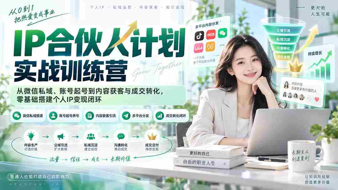 (20321期)IP合伙人计划实战训练营-更新:从微信私域、账号起号到内容获客与成交转化,零基础搭建个人IP变现闭环-晓懂云创