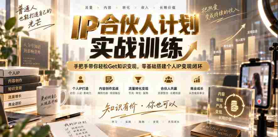 IP合伙人计划实战训练,手把手带你轻松Get知识变现,零基础搭建个人IP变现闭环(更新260908)-晓懂云创